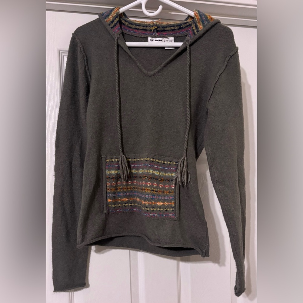 Gray Women's Sweater with Multicolor Accents